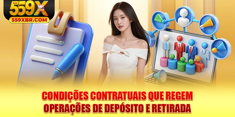 Condições contratuais que regem operações de depósito e retirada